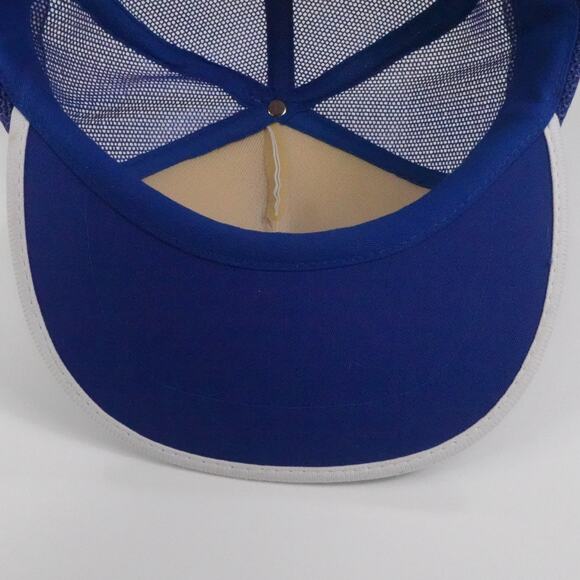 Vintage Three Stripe Hat Cap Snapback Blue Trucker Lowenbrau Beer Patch Logo - Picture 6 of 9